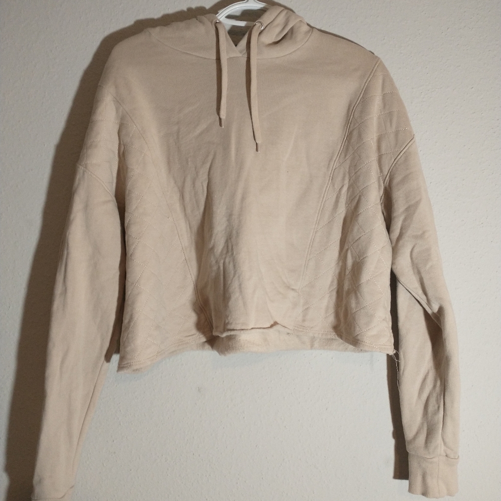 Beige crop top hoodie